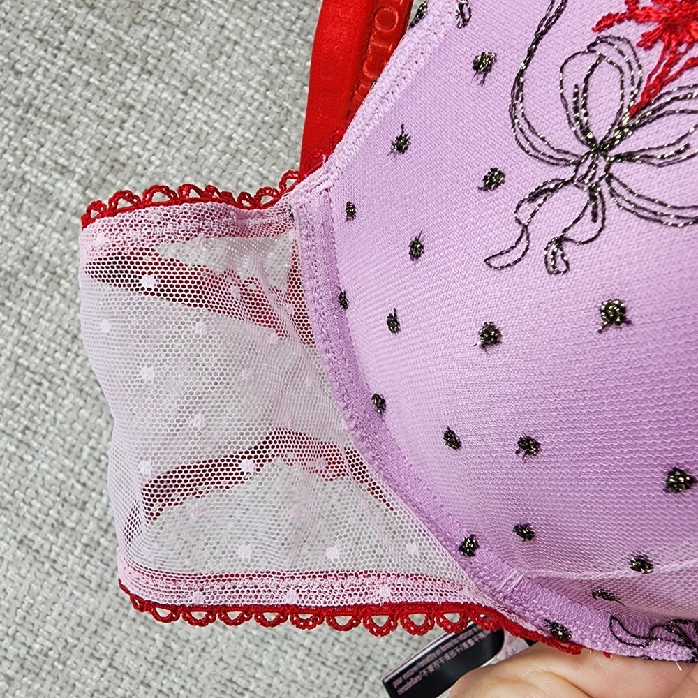 Victorias‎ Secret Push-Up Bra Womens 36B Underwire Pink Lace Embroidered EUC - Picture 5 of 11